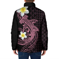 Aloha Hammerhead Shark Padded Jacket Vivacious Pink Hawaiian Kakau Tribal Tattoo - Polynesian Pride