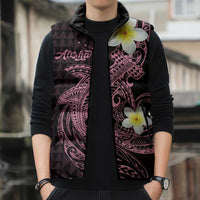 Aloha Hammerhead Shark Sleeveless Puffer Jacket Vivacious Pink Hawaiian Kakau Tribal Tattoo - Polynesian Pride