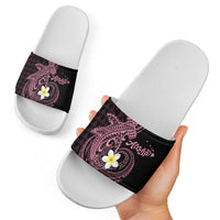 Aloha Hammerhead Shark Slide Sandals Vivacious Pink Hawaiian Kakau Tribal Tattoo - Polynesian Pride