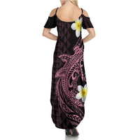 Aloha Hammerhead Shark Summer Maxi Dress Vivacious Pink Hawaiian Kakau Tribal Tattoo