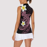 Aloha Hammerhead Shark Women Sleeveless Polo Shirt Vivacious Pink Hawaiian Kakau Tribal Tattoo