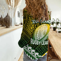 The Kuki's Cook Islands Rugby Women Casual Shirt Be Unique Vibe Black LT9 - Polynesian Pride