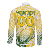 (Custom Text And Number) The Kuki's Cook Islands Rugby Long Sleeve Button Shirt Be Unique Vibe White LT9 - Polynesian Pride