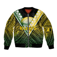 (Custom Text And Number) The Kuki's Cook Islands Rugby Bomber Jacket Be Unique Vibe Black LT9 Unisex Black - Polynesian Pride