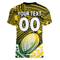 (Custom Text And Number) The Kuki's Cook Islands Rugby Women V Neck T Shirt Be Unique Vibe Black LT9 - Polynesian Pride