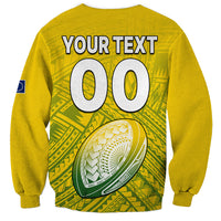 (Custom Text And Number) The Kuki's Cook Islands Rugby Sweatshirt Be Unique Vibe Yellow LT9 - Polynesian Pride