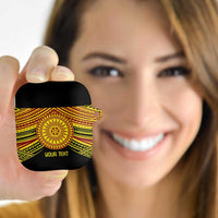 Personalised Tonga Ha apai High School AirPods Case Ngatu Fonulei Pattern LT9 Gold - Polynesian Pride