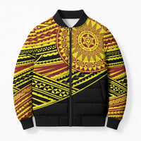 Personalised Tonga Ha apai High School Bomber Puffer Jacket Ngatu Fonulei Pattern LT9 Unisex Gold - Polynesian Pride