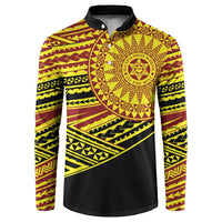 Personalised Tonga Ha apai High School Button Sweatshirt Ngatu Fonulei Pattern LT9 Gold - Polynesian Pride
