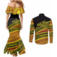 Personalised Tonga Ha apai High School Couples Matching Mermaid Dress and Long Sleeve Button Shirt Ngatu Fonulei Pattern LT9 - Polynesian Pride