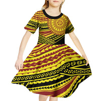 Personalised Tonga Ha apai High School Kid Short Sleeve Dress Ngatu Fonulei Pattern LT9 - Polynesian Pride