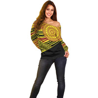 Personalised Tonga Ha apai High School Off Shoulder Sweater Ngatu Fonulei Pattern