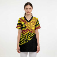Personalised Tonga Ha apai High School Scrub Top Ngatu Fonulei Pattern - Polynesian Pride