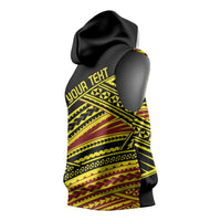 Personalised Tonga Ha apai High School Sleeveless Hoodie Ngatu Fonulei Pattern - Polynesian Pride