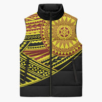 Personalised Tonga Ha apai High School Sleeveless Puffer Jacket Ngatu Fonulei Pattern LT9 Unisex Gold - Polynesian Pride