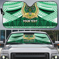 Personalised Tonga Saineha High School Auto Sun Shade Polynesian Ngatu Tribal LT9 Green - Polynesian Pride