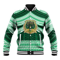 Personalised Tonga Saineha High School Baseball Jacket Polynesian Ngatu Tribal LT9 Unisex Green - Polynesian Pride