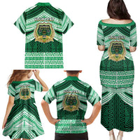Personalised Tonga Saineha High School Family Matching Puletasi and Hawaiian Shirt Polynesian Ngatu Tribal