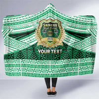 Personalised Tonga Saineha High School Hooded Blanket Polynesian Ngatu Tribal LT9 One Size Green - Polynesian Pride
