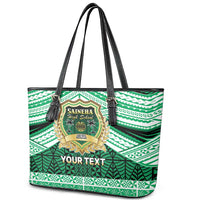 Personalised Tonga Saineha High School Leather Tote Bag Polynesian Ngatu Tribal