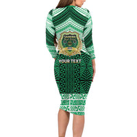 Personalised Tonga Saineha High School Long Sleeve Bodycon Dress Polynesian Ngatu Tribal