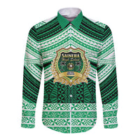Personalised Tonga Saineha High School Long Sleeve Button Shirt Polynesian Ngatu Tribal LT9 Unisex Green - Polynesian Pride