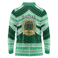 Personalised Tonga Saineha High School Long Sleeve Polo Shirt Polynesian Ngatu Tribal