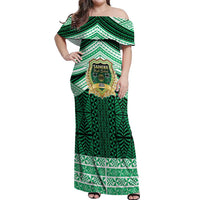 Personalised Tonga Saineha High School Off Shoulder Maxi Dress Polynesian Ngatu Tribal