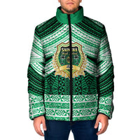 Personalised Tonga Saineha High School Padded Jacket Polynesian Ngatu Tribal LT9 Men Green - Polynesian Pride