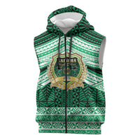 Personalised Tonga Saineha High School Sleeveless Zip Hoodie Polynesian Ngatu Tribal LT9 Green - Polynesian Pride