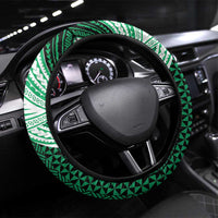 Tonga Saineha High School Steering Wheel Cover Polynesian Ngatu Tribal LT9 Universal Fit Green - Polynesian Pride
