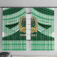 Personalised Tonga Saineha High School Window Curtain Polynesian Ngatu Tribal LT9 With Hooks Green - Polynesian Pride