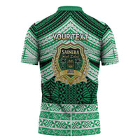 Personalised Tonga Saineha High School Zipper Polo Shirt Polynesian Ngatu Tribal - Polynesian Pride