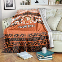 Personalised Tonga Tailulu College Blanket Polynesian Ngatu Tribal LT9 Orange - Polynesian Pride