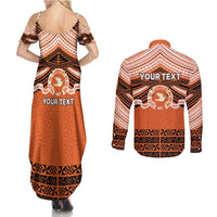 Personalised Tonga Tailulu College Couples Matching Summer Maxi Dress and Long Sleeve Button Shirt Polynesian Ngatu Tribal LT9 - Polynesian Pride
