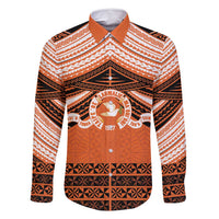 Personalised Tonga Tailulu College Family Matching Off Shoulder Maxi Dress and Hawaiian Shirt Polynesian Ngatu Tribal