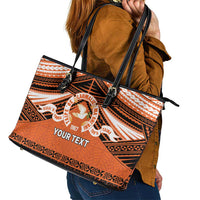 Personalised Tonga Tailulu College Leather Tote Bag Polynesian Ngatu Tribal