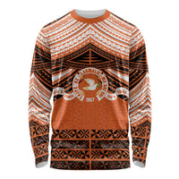 Personalised Tonga Tailulu College Long Sleeve Shirt Polynesian Ngatu Tribal LT9 Unisex Orange - Polynesian Pride