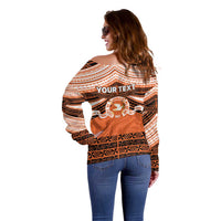 Personalised Tonga Tailulu College Off Shoulder Sweater Polynesian Ngatu Tribal