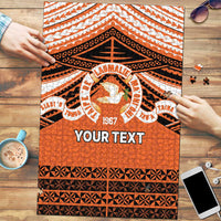 Personalised Tonga Tailulu College Puzzle Polynesian Ngatu Tribal LT9 Orange - Polynesian Pride