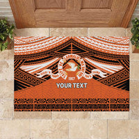 Personalised Tonga Tailulu College Rubber Doormat Polynesian Ngatu Tribal LT9 Orange - Polynesian Pride