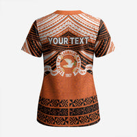Personalised Tonga Tailulu College Scrub Top Polynesian Ngatu Tribal - Polynesian Pride