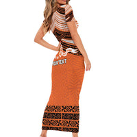 Personalised Tonga Tailulu College Short Sleeve Bodycon Dress Polynesian Ngatu Tribal