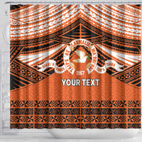 Personalised Tonga Tailulu College Shower Curtain Polynesian Ngatu Tribal