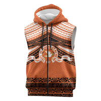 Personalised Tonga Tailulu College Sleeveless Zip Hoodie Polynesian Ngatu Tribal LT9 Orange - Polynesian Pride
