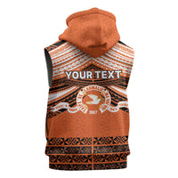 Personalised Tonga Tailulu College Sleeveless Zip Hoodie Polynesian Ngatu Tribal - Polynesian Pride