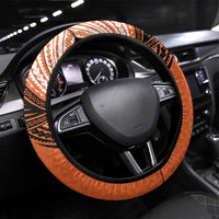 Tonga Tailulu College Steering Wheel Cover Polynesian Ngatu Tribal LT9 Universal Fit Orange - Polynesian Pride