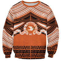Personalised Tonga Tailulu College Sweatshirt Polynesian Ngatu Tribal LT9 Unisex Orange - Polynesian Pride