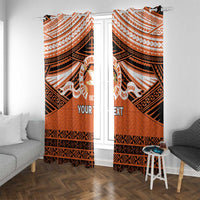 Personalised Tonga Tailulu College Window Curtain Polynesian Ngatu Tribal LT9 With Grommets Orange - Polynesian Pride