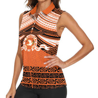 Personalised Tonga Tailulu College Women Sleeveless Polo Shirt Polynesian Ngatu Tribal